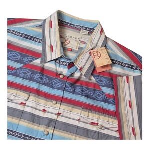 NEW! Roper Shirt Sleeve Pearl Snap Western Shirt‎ Aztec Cotton Men's 2XL NWT